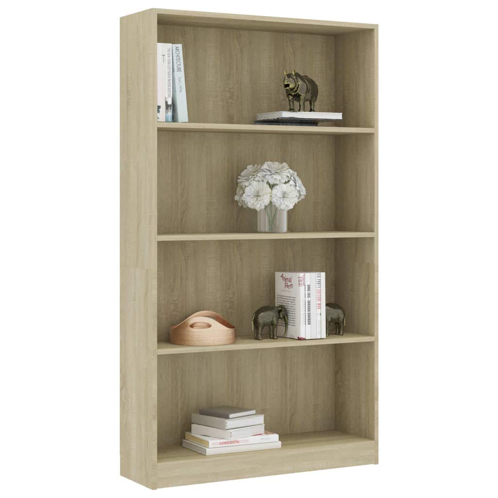 Bibliothèque Sonoma Grise 86x25,5x140 Cm – Étagère Moderne En Bois D'Ingénierie Pour Salon Et Bureau