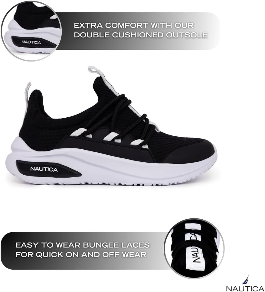 Nautica Kids Athletic Slip-On Sneakers - Comfortable Bungee Running Shoes for Boys and Girls - Stylish and Supportive Footwear for Active Kids (Big Kid/Little Kid/Toddler) - Image 2