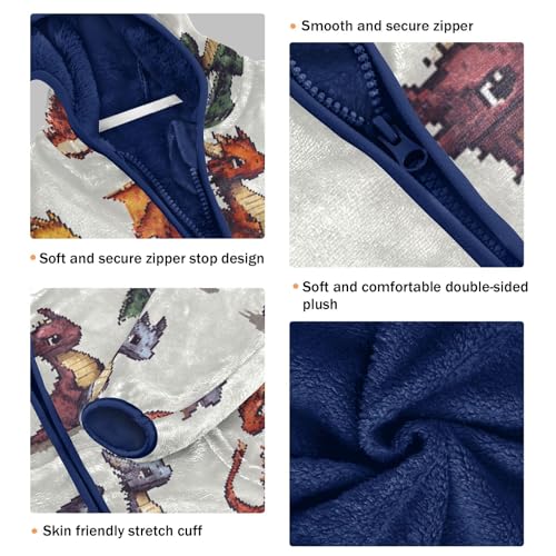 Pixel Cool Dragons Girls Fleece Jacket Girls Fall Jacket Girls Zip Up Hoodie Girls Sherpa Jacket 2-10T3