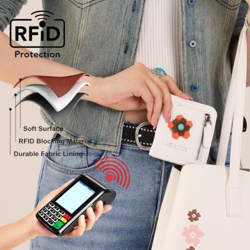 Image of Montana West X Wrangler Small Wallets Woman Slim Thin Wallet RFID Blocking Mini Pocket Wallets with Coin Purse