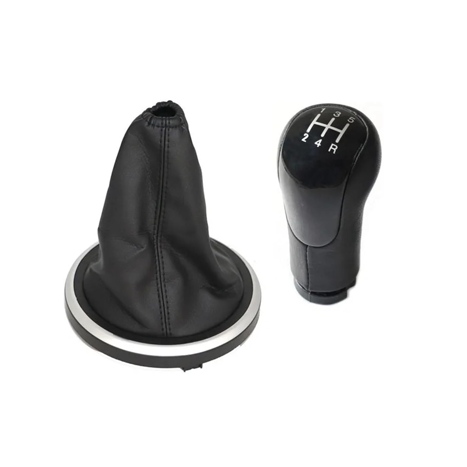 VAVGKDKPZB Shifter Lever Handle for Fiesta 2002-2007 Gear Shift Knob Shifter Lever Change Gaitor Boot Cover(2Pcs 5 Speed Black)