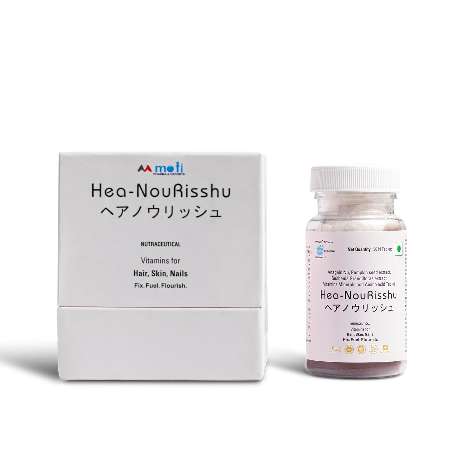 Moti Pharma - Hea-Nourisshu - Hair Vitamins for Men & Women - Natural Hair Growth Tablets with Patented Swiss AnaGain - Enhance Hair Strength, Thickness, Nail Health & Skin Vitality (30 Tablets) (B0DFQCXMML) Amazon Price History, Amazon Price Tracker