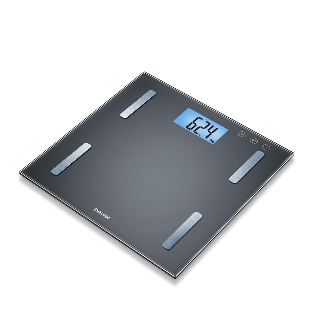 Beurer BF 180 Diagnosewaage, Körperfettwaage mit BMI-Berechnung und großer LCD-Anzeige, schwarz