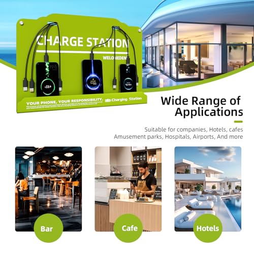 Wall Mounted Cell Phone Charging Station Mobile Phone Charging Station | Fast Charging 8 Device | Compatible with iPhone ipad Smartphone Tablets Port | Great for Offices Hotel Hospital Airport (Green) — view 4