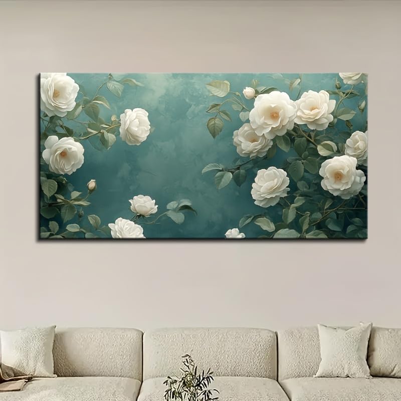 Tableau mural pour salon toile florale vintage KADING 60x123cm