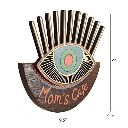 Image of AAKRITI ART CREATIONS Handcrafted Mom's Cafe Totem for Kitchen, Floral Art Wooden Wall Hanging Panel Set of 1, Multicolor Wall Decor Panel | Matte Finish Wooden | Home Decor for Kitchen, Dining Area
