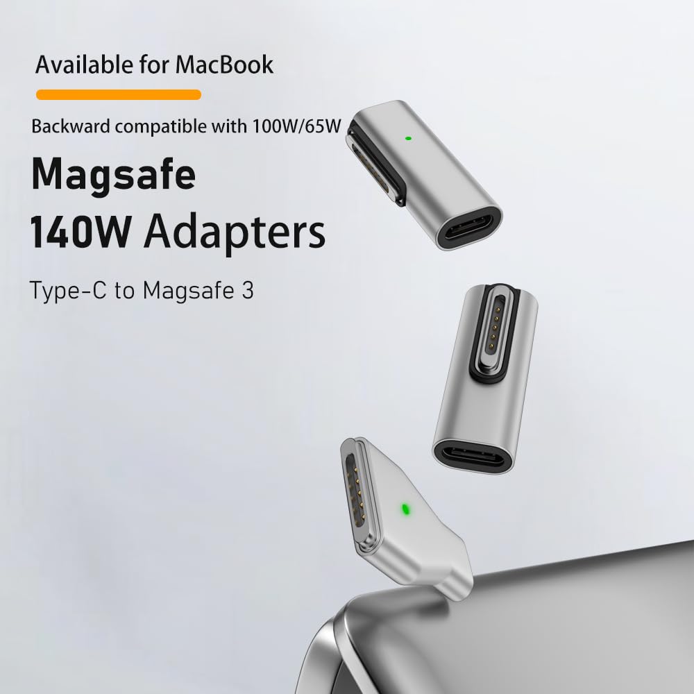 LivX Type-C - MagSafe 3 ile Uyumlu Manyetik Şarj Adaptörü Çevirici 140W Hızlı Şarj Desteği, LED Göstergeli Gümüş SFU-3