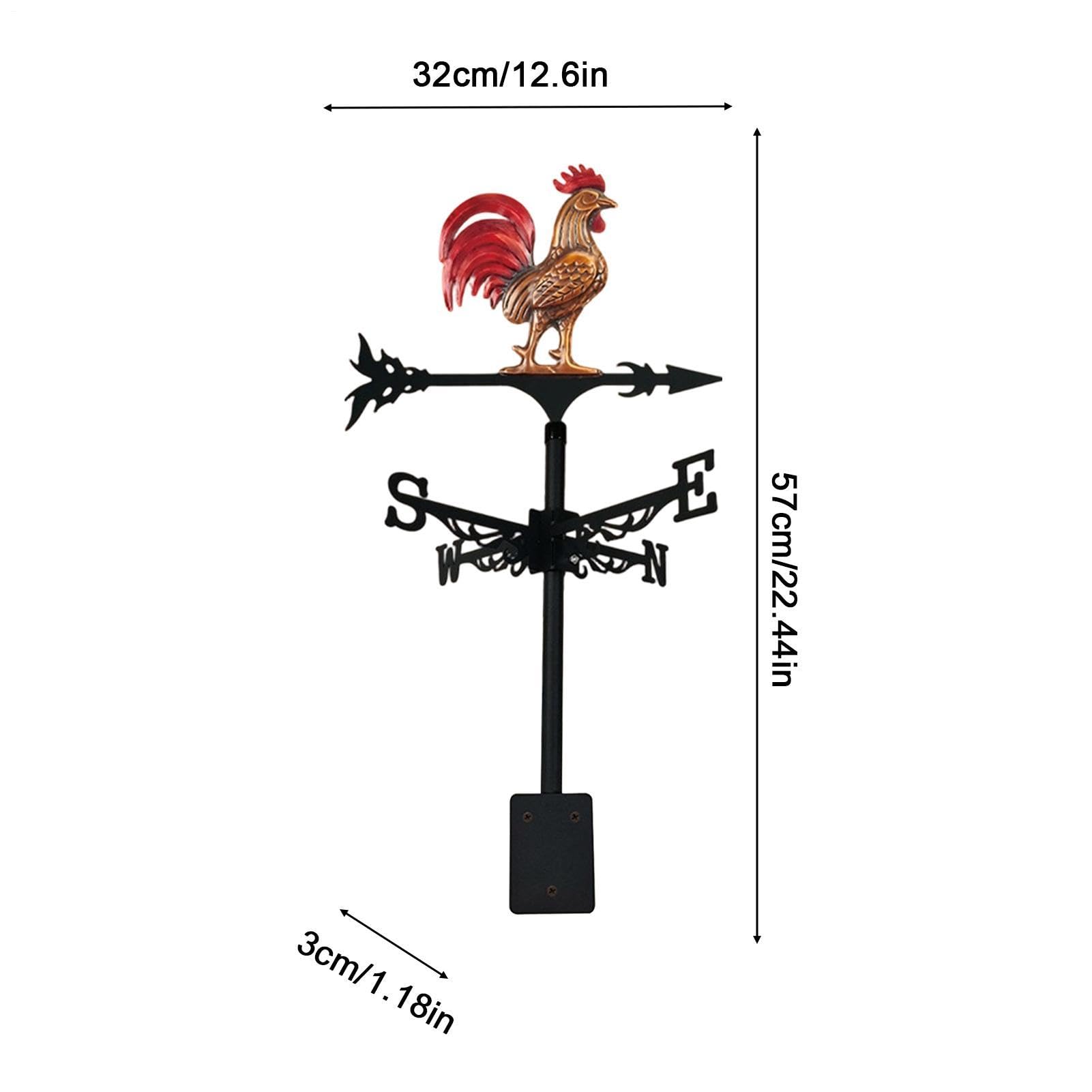 Veleta de hierro con diseño de gallo para el clima, indicador de dirección del viento del techo, paleta de viento para el techo al aire libre, de gallo para patio al aire libre, patio, césped
