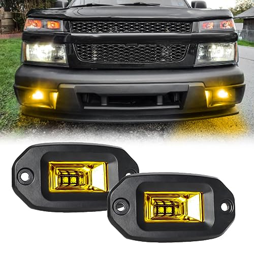 EBESTauto Amber Flush Mount LED Pods Lights Bar 20W 12V LED Work Light Bumper Driving Lights Off Road Pod Lamp Backup for ATV UTV SUV Truck Boat