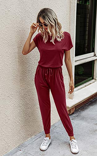 image for Angashion Women's Jumpsuits - Crewneck One Off Shoulder Short Sleeve E