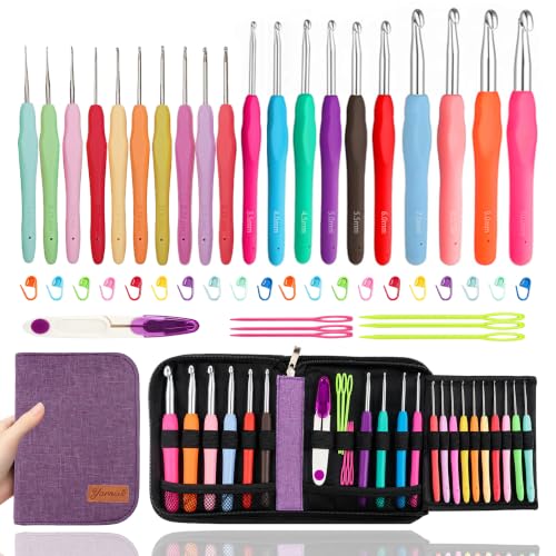Image of Yarniss 20 Sizes Ergonomic Crochet Hooks Set for Beginner 0.5mm-10mm