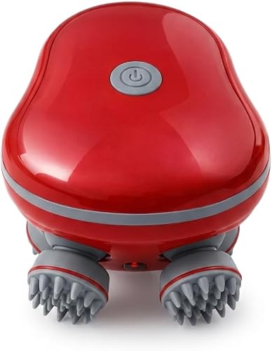 Pet Electric Grooming Massage Brush for Dogs, Red Silicone Comb | Shedding Relief, Scalp Stimulation, Easy to Hold, Cats & Dogs, Soft Silicone Tips