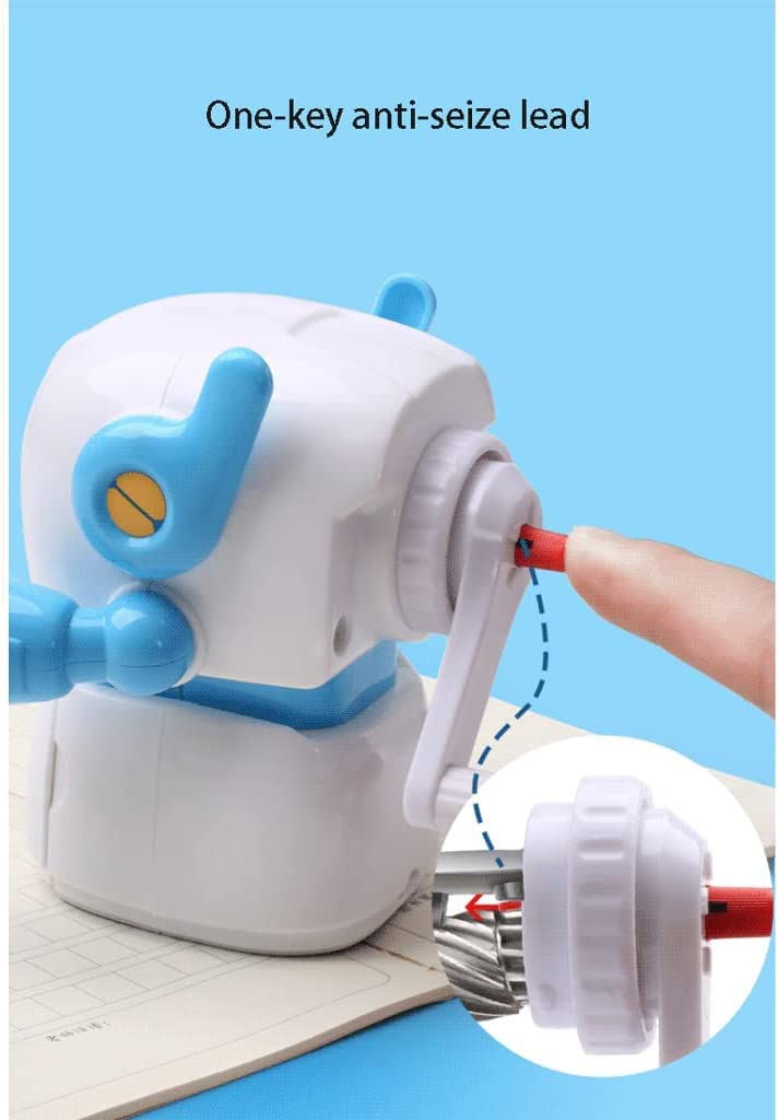 Anspitzer Spänetablett Roboter Aussehen Cartoon Bleistiftspitzer Manuell niedlich klein tragbar perfekt für den Einsatz in Schulen Büros Schreibwaren
