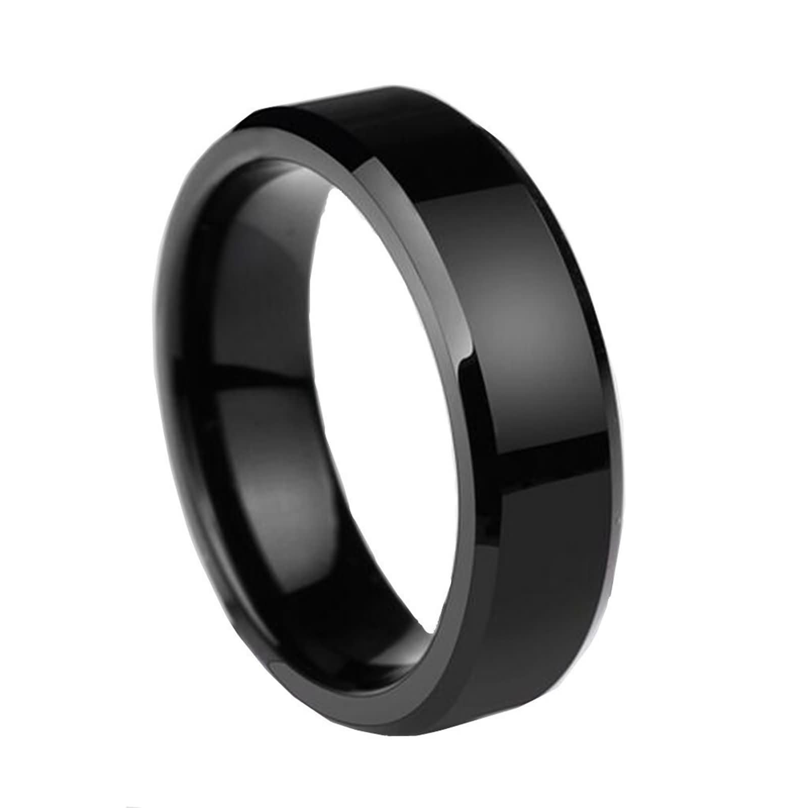 Anillo para Pareja Tungsteno Grabado Personalizado, 6MM/8MM Redondo Pulido Anillo de Negro Promesa Hombre