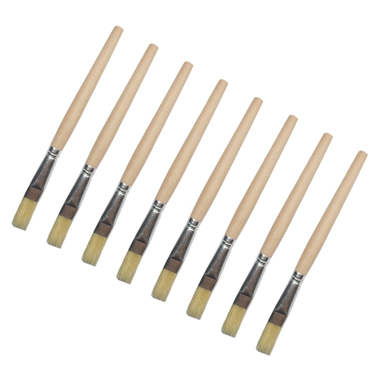 BRIGHTFUFU 12pcs Wooden Handle Bristle Brush for Oil Painting Baking and Cleaning Ergonomic Design for Easy Handling Non Shedding Bristles for BBQ and Marinades