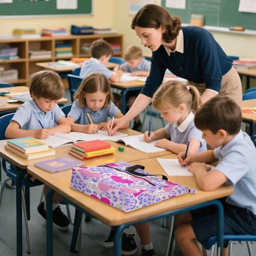 Bolsa de libros para niños amantes de la lectura con tierno diseño morado 2