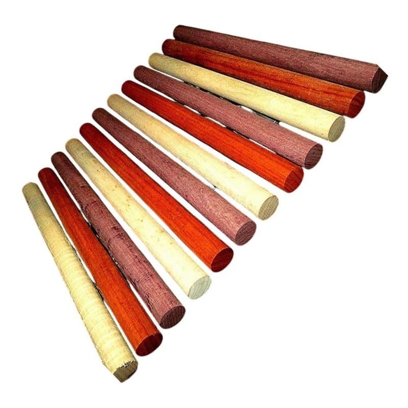 MULTIPAK (9) Colorful Dowel Rod YELLOWHEART, Purpleheart, PADAUK 12" X 15/16"