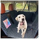 SJWJWOO Funda Coche Perro, Fondo Duro, Impermeable Antidesliante con Ventana de Malla Visible Fundas Coche para Perros para SUV, Camión, Transportar y Viaje,Black