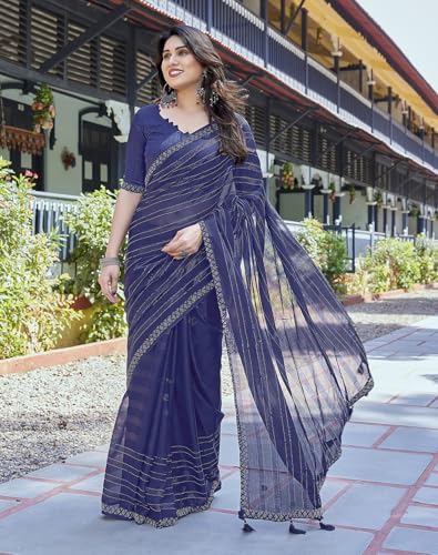 Sari en georgette de qualité supérieure style Bollywood d'exception - 5