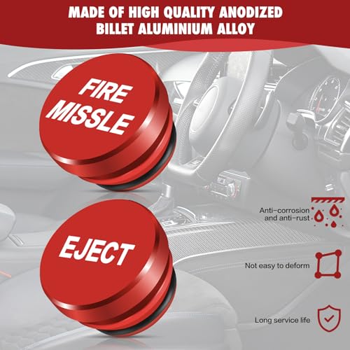 Image of Cigarette Lighter Cover 2 Pcs, Cigarette Lighter Plug Cover Dustproof Waterproof, Button Aluminum Fits Most Automotive Vehicles and Boats with Standard 12 Volt Power Source (FIRE Missile Eject)