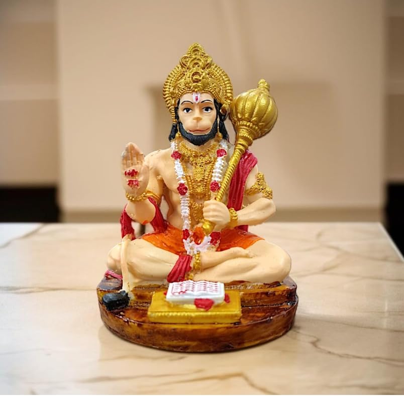 Image of Hanuman Idol for Car Dashboard, Bajrangbali Murti for Car, anjaneya Swamy Idol for car, mini Hanuman Idol, Dashboard Idol for Office Desk, Statue for car Dashboard