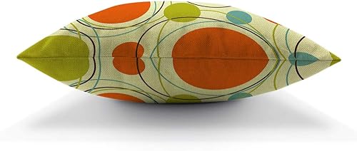 Miniatura 5 de AOYEGO Funda de almohada con patrón circular de mediados de siglo, repetición, colorido, retro, cálido, anillo circular, fondo amarillo, 18 x 18