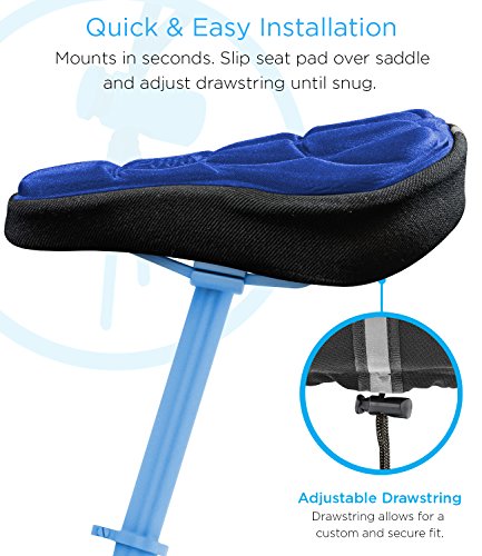 Aduro Sport Bike Seat Cushion Cover Pad with Memory Foam for Bicycle Narrow Seat Saddle, No Installation Needed, Bounce Free - Enjoy Longer Rides, Water Resistant (Blue)
