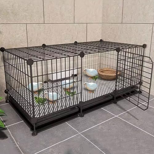 Small Animal Walk-in Cage with Pull-out Tray and Mesh Pad for Indoor or Outdoor Use, Ideal for Quails and Chickens