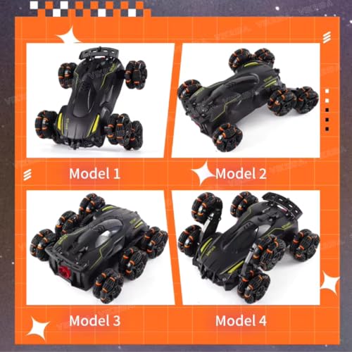 Image of VikriDA 6 Wheel Stunt RC Car for Kids | 2.4GHz Remote Control Toy Car with Lights, Spray Function, 360 Spin, High-Speed Off-Road Stunt Car - Matt Black