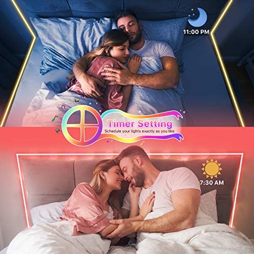 onehous LED Strip Lights, 12M Colour Changing Music Sync Led Light Strip with Remote+APP Control RGB Strip Lighting Kit for Home TV Background Party Decoration
