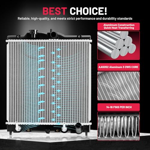 Image of BDFHYK 1290 Aluminum Radiator for Acura EL 1997-2000,for Honda Civic 1992-2000,for Honda Civic del Sol 1993-1997,CU1290 DPI1290, 26mm Core,Replacement,OE 19010P07014 19010P07024 HO3010125 HO3010123
