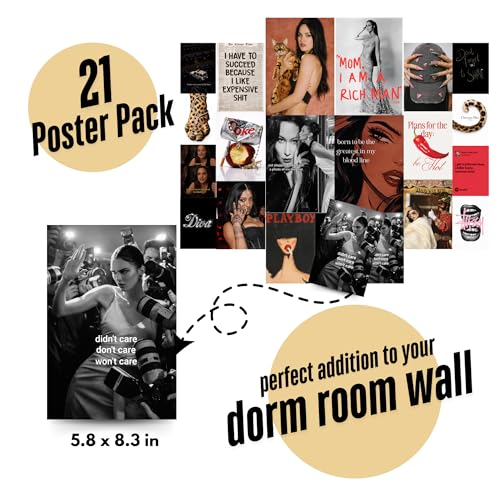 Image of Yellow Town India Mom I'm The Rich Man Multi Sized Wall Poster Kit | Set of 21 (4 A4, 8 A5, 9 A6) | Bold Feminine Vision Board Room Decor | 300 GSM Glossy Prints with Wall-Friendly Adhesive | Bedroom, Hostel & Apartment