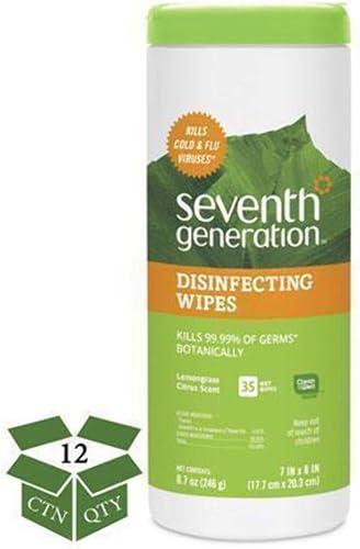 Seventh Generation 22812 Toallitas desinfectantes botánicas, 8 x 7, blanco, 35 unidades, 12caja disponible en Yaxa Peru
