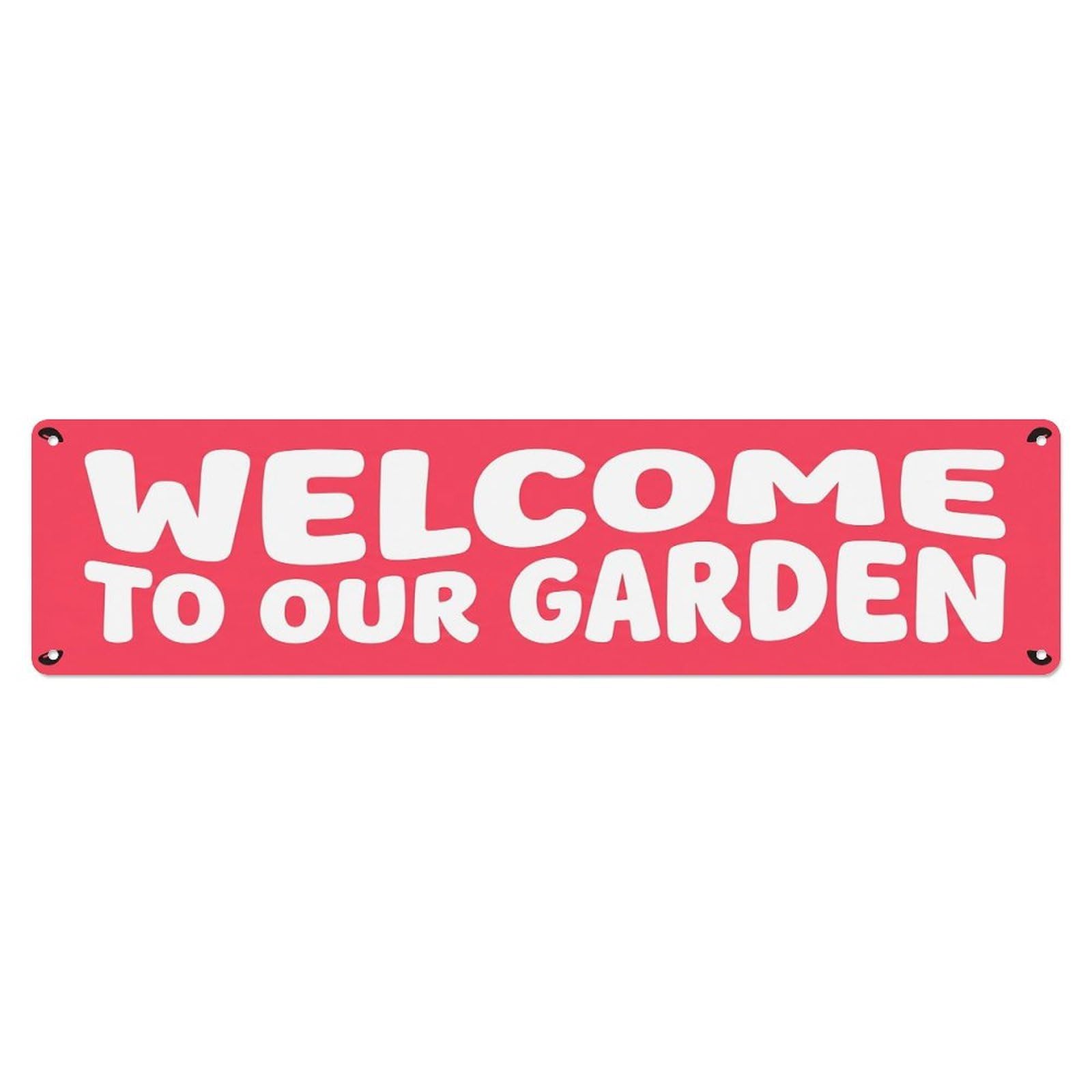 Vintage Welcome to Our Garden Watermelon Metal Tin Sign
