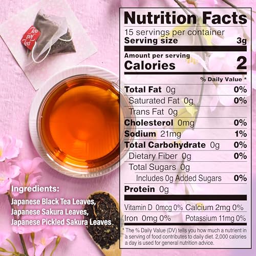 YAMASAN KYOTO UJI Sakura Black Tea Tea Bags (3gx15bags) - Blending Benifuki and Japanese Sakura Cherry Blossom Leaves, Floral and Refreshing Wakocha