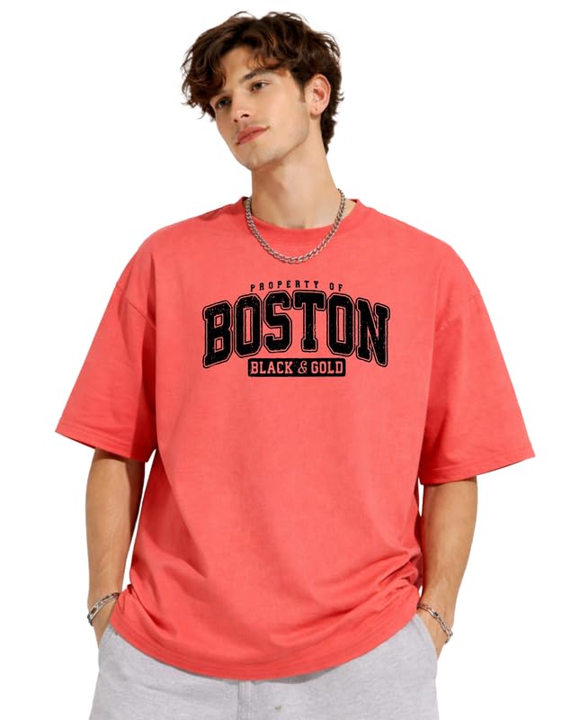 Image of London Hills Printed Cotton Blend Half Sleeve Oversized Men Round Neck Tshirts | T Shirt for Man | Tshirt | Shirts Men | Tshirt for Man | T-Shirt | Mult-Colored