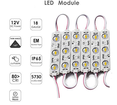 Image of LED Module, 3000K LED Decorative Light 20pcs 9.8Ft 5730SMD 150LM Per LED Module Lights Decorative Light for Letter Sign Advertising Signs with Tape Adhesive Backside (Warm White Light)