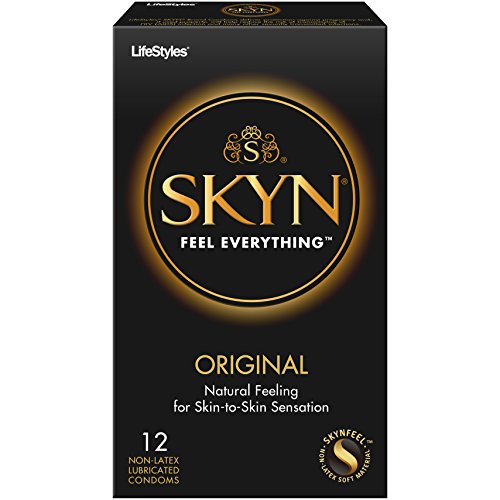 Lifestyles SKYN Premium Non-Latex Polyisoprene Lubricated Condoms with Pocket/Travel Case (Brass Travel Case, 12 Count)
