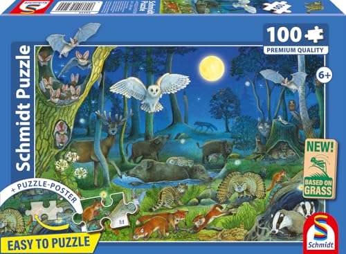 Puzzle 100 pièces SCHMIDT SPIELE Forêt nocturne carton 1 9 mm affiche incluse 36 1x24 3 cm dès tons bleus Neuf - vue 5