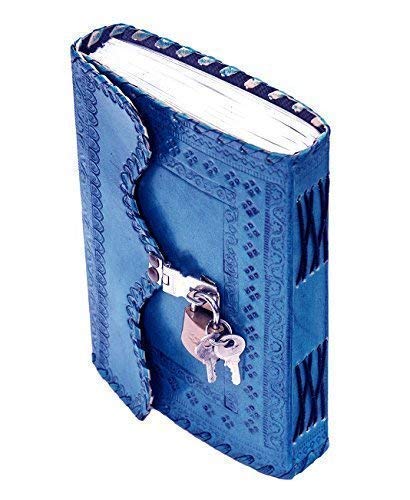 Image of Vintage Fashion Leather Diary For Men Genuine Antique Handmade Office Use Paper Notebook Journal With Craft Lock And Key Boy And Girl 7 X 5 Inch, 200 Pages