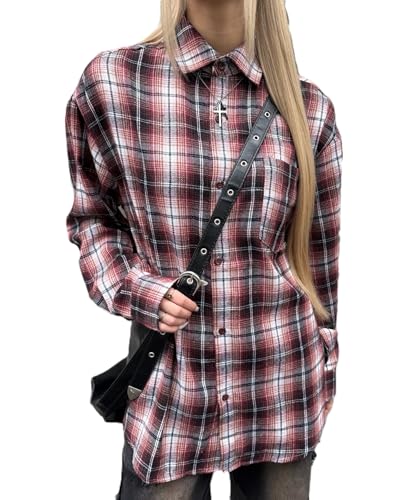 [ウィゴー] Figments 長袖シャツ OLD チェック ビッグ シャツ トップス 服 レディース F レッドソノタ