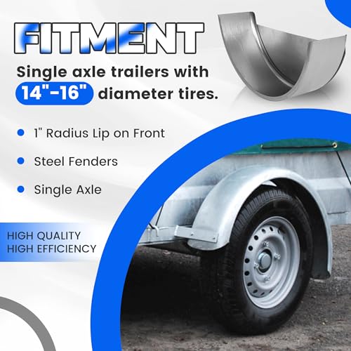Image of KUAFU Steel Single Axle Trailer Fender Fits 14 inch-16 inch Tire-32 inch x 15 inch x 9 inch