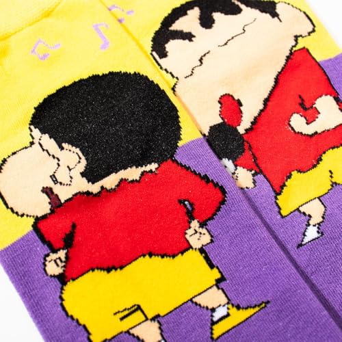 Image of THELA GAADI Shinchan Socks - Pure Cotton Ankle Length Printed Funky Cartoon Socks for Men & Women | Odour Free, Beathable & Free Size | Pack of 2