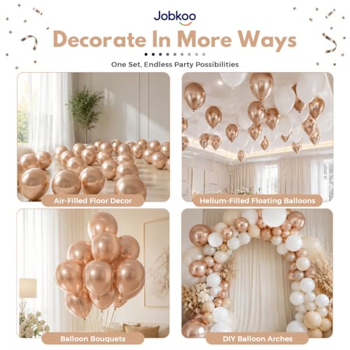 Image of Jobkoo Metallic Champagne Gold Balloons, 12 Inch Chrome Light Gold Balloon