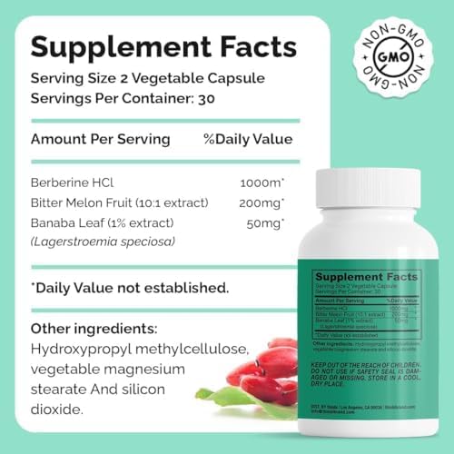 Berberine Supplement 1000mg Potent Botanical Capsules for Weight Management Support with Bitter Melon Fruit and Banaba Leaf Extract - Berberine HCl from Indian Barberry Extract - 30 Servings -Thinbi - Image 7