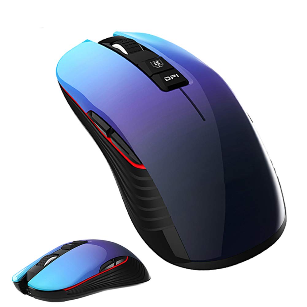 Rechargeable Wireless Gaming Mouse, LED 2.4Ghz Computer Mice with USB Receiver, 2.4G Optical Mouse for Home Office, Silent Click 4 DPI 8 Buttons