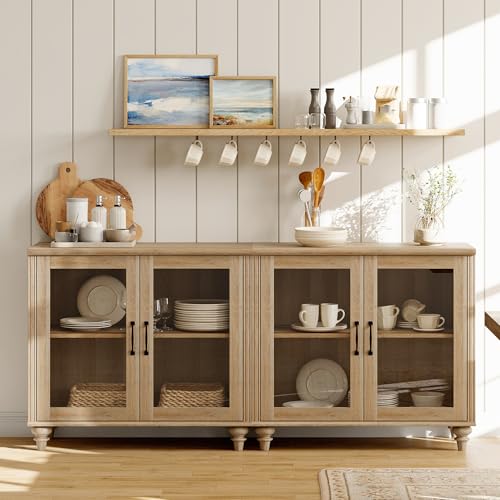 WAMAPT Sideboard Buffet Cabinets with 4-Glass Door...
