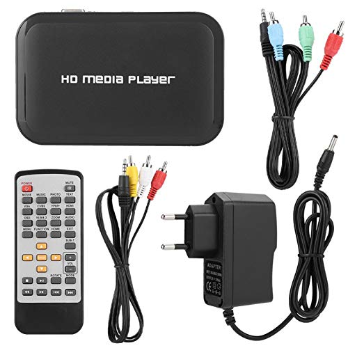 Elprico Lecteur de Disque Dur, Mini Lecteur Multimédia HDMI 1080P Lecteur de Disque Dur Vidéo Réseau HD M3 Lecteur HDMI(Norme européenne 100-240V)