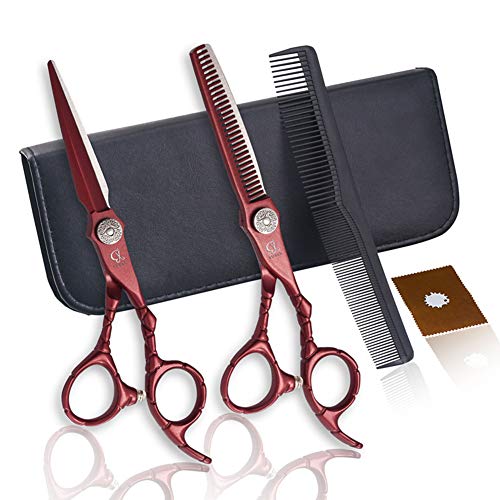 Ensemble de ciseaux à cheveux et ciseaux de coiffure colorés avec étui cuir - 2