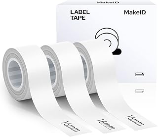 MakeID L1 Label Maker Tape Adapted Label Print Paper Refills Standard Laminated Office Labeling Tape Replacement 0.63 inch x 13' (16mm x 4m) Work with Model E1 L1 Q1